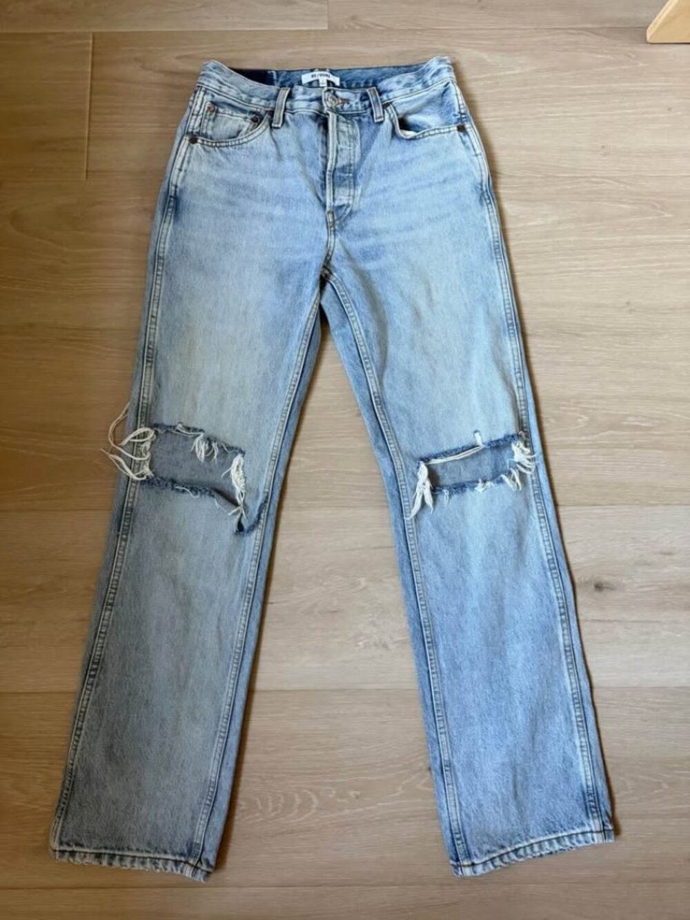 RE/DONE “90s High Rise Loose” Reconstructed Vintage Jeans — Size 26